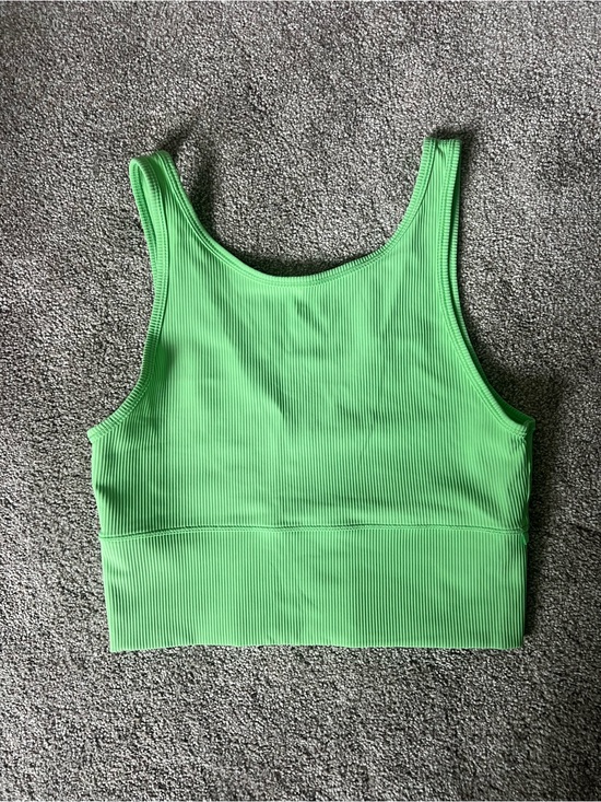 lululemon athletica Tops - Lululemon Ribbed Lime Green Crop Tank